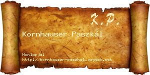 Kornhauser Paszkál névjegykártya